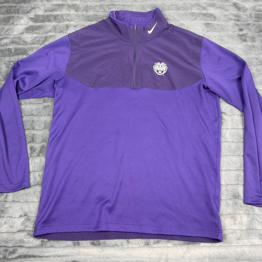 Nike Golf Mens XL Dri-FIT 1/4 Zip Pullover Purple Tiger Graphic 639883-547